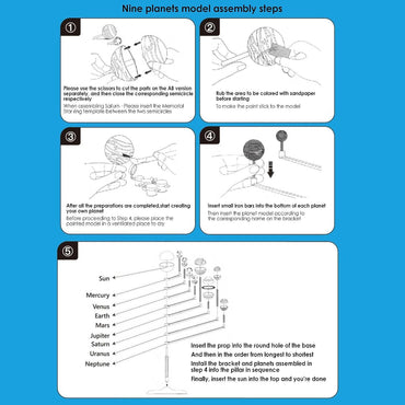 Solar System Kit  Astronomy 3D Planet Model Tribe Solar System Model Making Kit with Brush and Paint Educational Toy