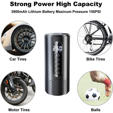 (NET) Portable Air Compressor  Car Tyre Inflator with Pressure Gauge , Electric Bike Pump for Cars