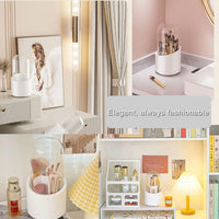 360°  Rotating Makeup Brush Storage Box Portable Desktop Cosmetic Organizer Makeup Brush Holder With Lid Clear Acrylic Cover