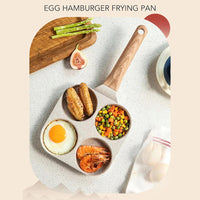 4 Hole Nonstick Egg Hamburger Frying Pan, Versatile Mini Omelette Pan with Handle, Pancake Pan,Easy Release, Easy Cleaning,Perfect for Home Cooking