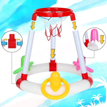 (NET) Swimming Pool Toy for Adults Children Summer Pool Basketball Hoop Toy