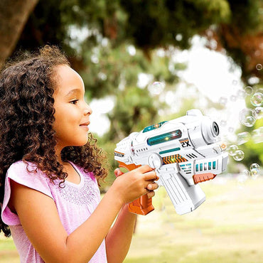 Kids Bubble Gun with 2 Bottles of Bubble Solution