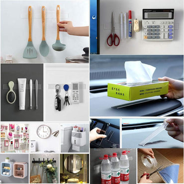 Double Sided Adhesive Tape 2cm x 3m  Multi-Function Removable Traceless Adhesive Tape Indoor Outdoor Adhesive Gel