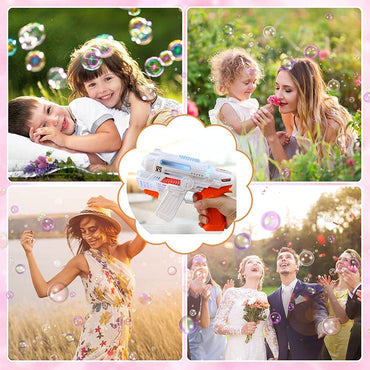 Kids Bubble Gun with 2 Bottles of Bubble Solution