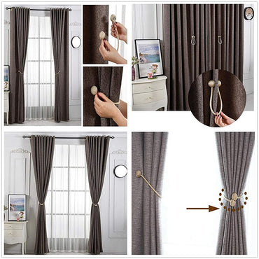 (net) Magnetic Curtain Tiebacks Curtain Clips Rope Holdbacks Curtain Weaving Holder Buckles For Home Office Decorative 1 piece