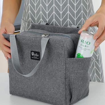 Portable Insulated Lunch Bag with Dual Side Pockets Thermal Lunch Tote Bag for Women Men Adults for Work Picnic School Office