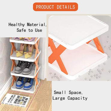 5 layer Stackable Shoe Storage Box Entryway Shelf Box Plastic Shoe Cabinet Space Saver / 23FK056-1