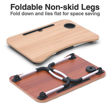 (Net) Wood Laptop Table Bed Study Table Writing Table Bed Table Breakfast Serving Tray for Sofa Bed with Foldable Metal Legs with Mobile Dock/ KL229