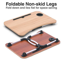 (Net) Wood Laptop Table Bed Study Table Writing Table Bed Table Breakfast Serving Tray for Sofa Bed with Foldable Metal Legs with Mobile Dock/ KL229
