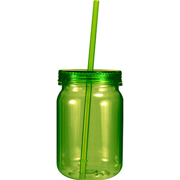(Net) Jars with Lid and Straw