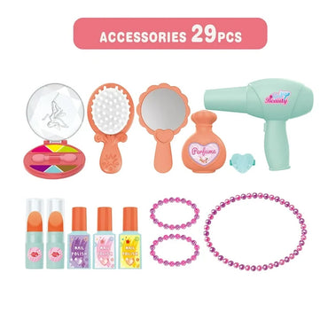 (Net) 3-in-1 Pink Dressing Table Beauty Makeup Set for Girls