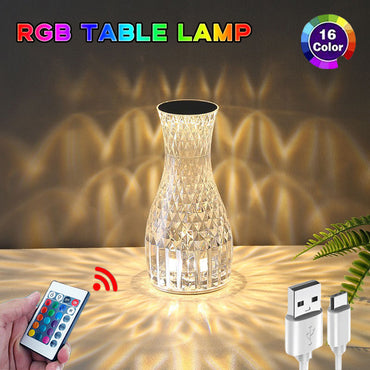 (NET) Vase Shape Atmosphere Crystal Lamp Diamond Table Lamp Home Decorations LED Lights / 75648