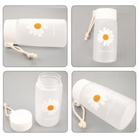 (NET) Small Transparent Plastic Water Bottles for Girls Creative Frosted Drink Kawaii Water Bottle with Portable Travel Tea Cup