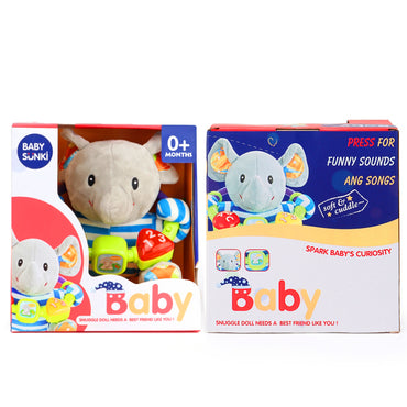 Baby Cartoon Animal Touchable Plush Doll Elephant Stuff Toy With Music Light