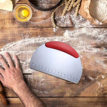 Round Dough Scraper Anti Rust Dough Scraper with Stable Rubber Handle