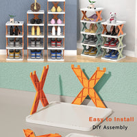 3 layer Stackable Shoe Storage Box Entryway Shelf Box Plastic Shoe Cabinet Space Saver / 23FK056-2