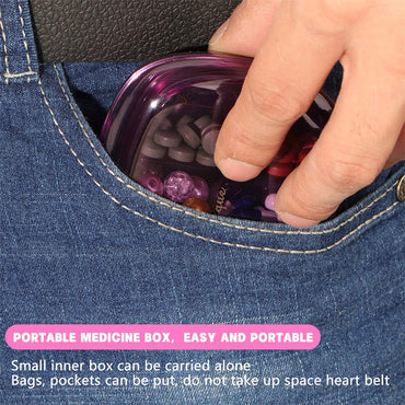 (NET) Portable Pill Dispenser Box 6 Compartments Pill Organizer Box for Medicines