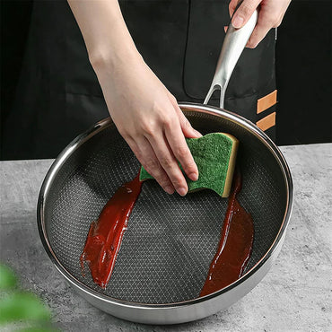 (NET) Stainless Steel Pan, Non Stick Pan Kitchen Cookware Frying Pan 32x32x11cm