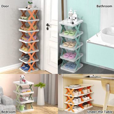 5 layer Stackable Shoe Storage Box Entryway Shelf Box Plastic Shoe Cabinet Space Saver / 23FK056-1