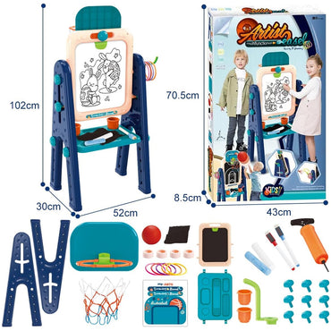 (Net) Multifunctional Double-Sided Basketball Hoop Learning Magnetic Writing And Drawing Board Table For Kids