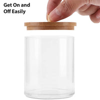 (Net) Round Cotton Swab Holder With Bamboo Lid