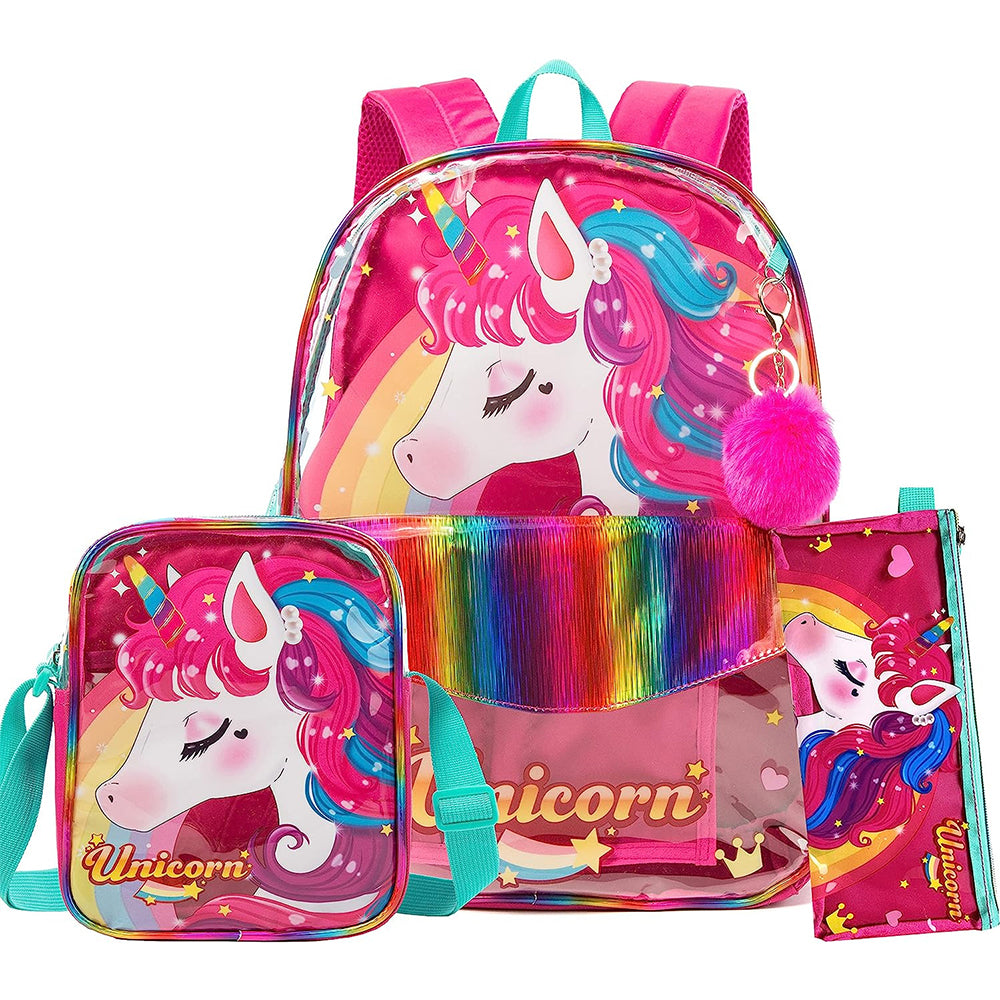 See Through Unicorn Backpack IvyH Large Plastic Children's