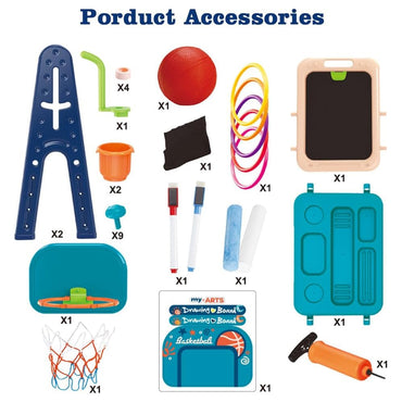 (Net) Multifunctional Double-Sided Basketball Hoop Learning Magnetic Writing And Drawing Board Table For Kids