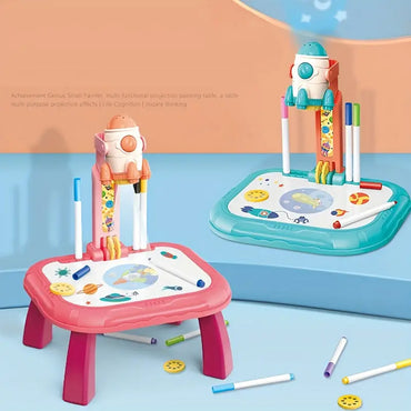 Trace & Draw Art LED Projector Drawing Board - Pink Kids Rocket Painting Table