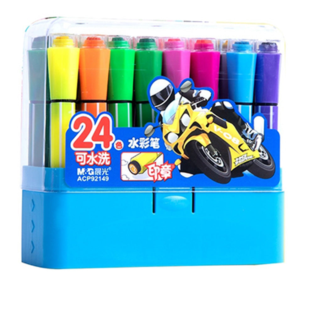 NET) M&G Stamp Water Color Pen Hexagon Washable /24 colors