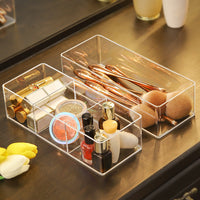Clear Acrylic Makeup Storage Box Cosmetic Lipstick Finishing Three  Grid Box  Compartment / 6920233842212