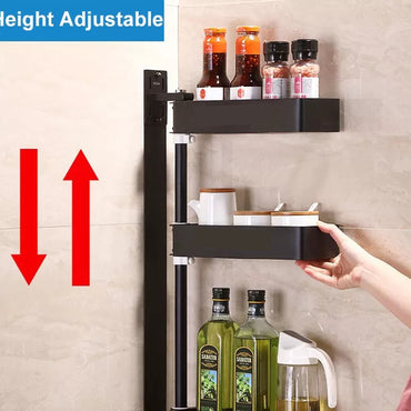 (Net) 3 Tiered Wall Mounted Kitchen Storage Racks 180 Degree Rotatable For Spice