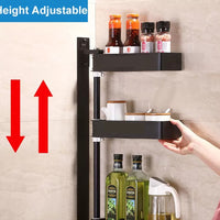 (Net) 3 Tiered Wall Mounted Kitchen Storage Racks 180 Degree Rotatable For Spice