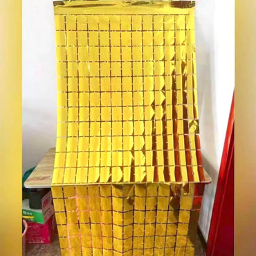 Foil Fringe Curtain Square Gold