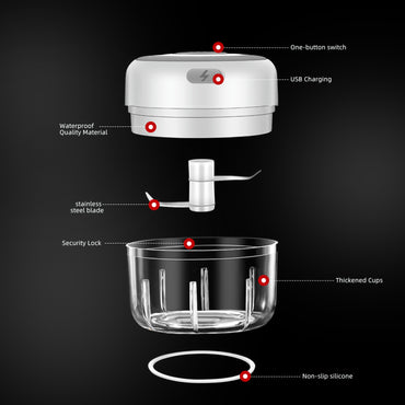 **(NET)** Mini Portable  Electric Garlic Machine Kitchen Meat Chopper Seasoning & Spice for Garlic Vegetables Salad