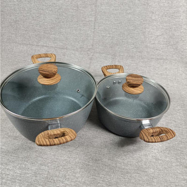 (Net) High Quality Forged Aluminum non stick cookware set 7 pcs includes pot lid