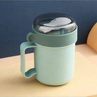 (net) Portable Breakfast  Cup Soup Container Nut Yogurt Mug Snack Cup Microwave with Lid Spoon Mug