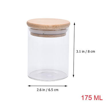 Glass Jar With Bamboo Lid Sealed Candy Snacks Storage Jars 6.5 x 8 cm / 842137 / KC23-219-2