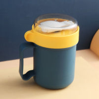 (net) Portable Breakfast  Cup Soup Container Nut Yogurt Mug Snack Cup Microwave with Lid Spoon Mug