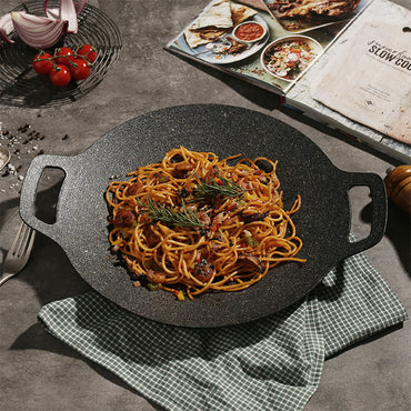 Aluminum Raffinate Outdoor Food BBQ Round Non Stick Griddle Grill Pan 30.5X30.5 CM