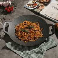 Aluminum Raffinate Outdoor Food BBQ Round Non Stick Griddle Grill Pan 30.5X30.5 CM