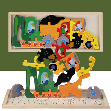 Wooden Puzzle Game With Wooden Illustrations And Farm Animal Design