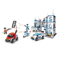 Build Block Bricks Police Station Helicopter Building Blocks Toy Set