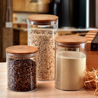 Glass Jar With Bamboo Lid Sealed Candy Snacks Storage Jars 6.5 x 18cm / 842274