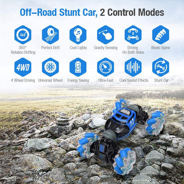 (Net) 360-Degree Gesture RC Stunt Car - Hand Remote Control for Kids and Adults