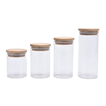 Glass Jar With Bamboo Lid Sealed Candy Snacks Storage Jars 6.5 x 8 cm / 842137 / KC23-219-2