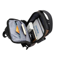 (NET) Fashionable Male Chest Bag with Smart Code Lock, USB Port, and Waterproof Design