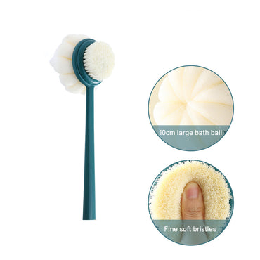 2 In 1 Double-Sided Bath Brush  Shower Body Brush with Bristles and Loofah