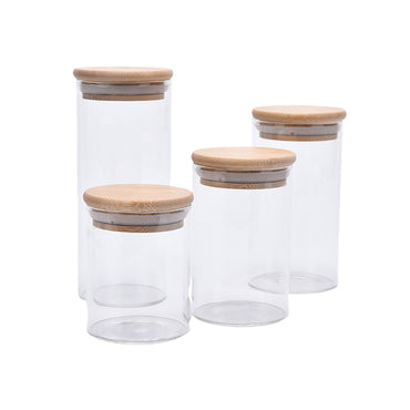 Glass Jar With Bamboo Lid Sealed Candy Snacks Storage Jars 10 x 30cm / 42281