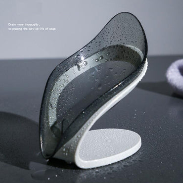 (net) Soap Holder Drain Portable Soap Box Leaf Shape Plastic