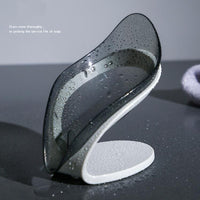 (net) Soap Holder Drain Portable Soap Box Leaf Shape Plastic